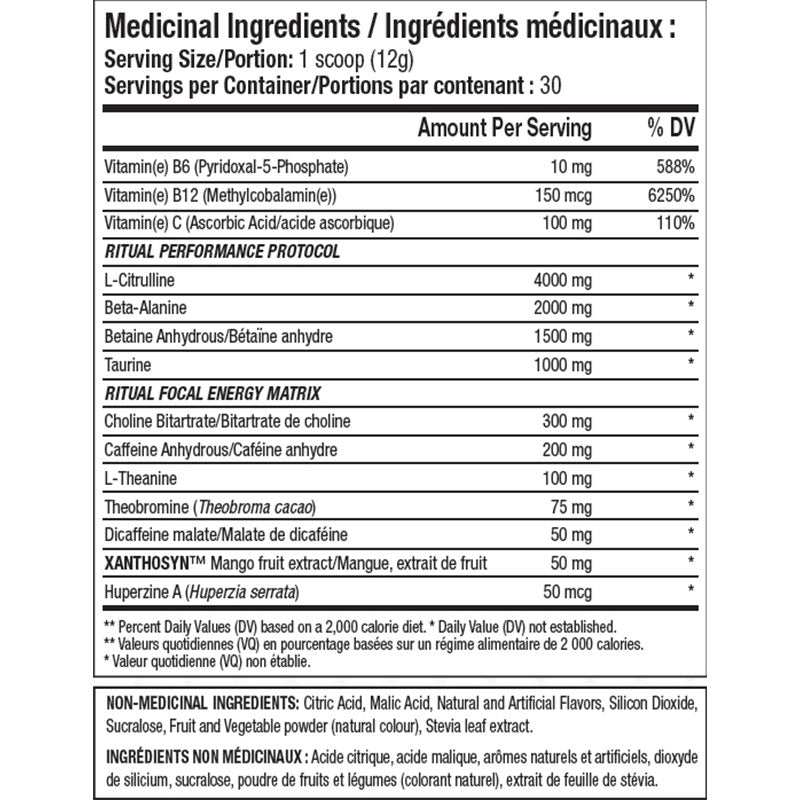 ANS RITUAL Pre-workout 360 Grams 30 Servings, Grape Blast