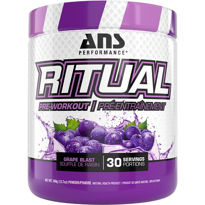 ANS RITUAL Pre-workout 360 Grams 30 Servings, Grape Blast - Nutrition Plus