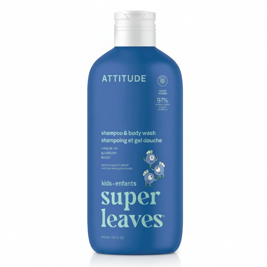 Attitude Super Leaves Kids 2-in-1 Shampoo & Body Wash, Blueberry 473mL - Nutrition Plus