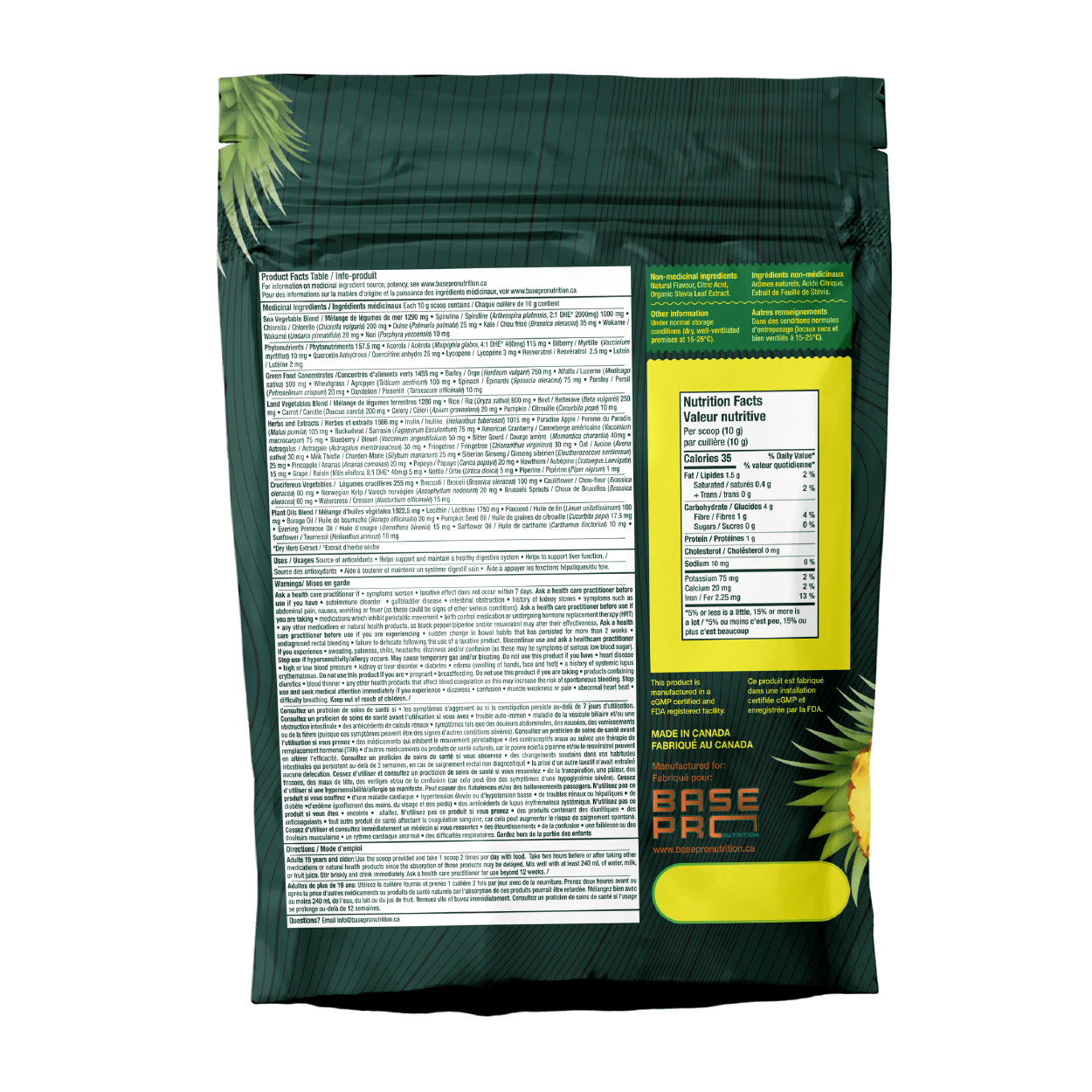 Base Pro Nutrition Pro Greens Powder - Pineapple 300 grams - Nutrition Plus