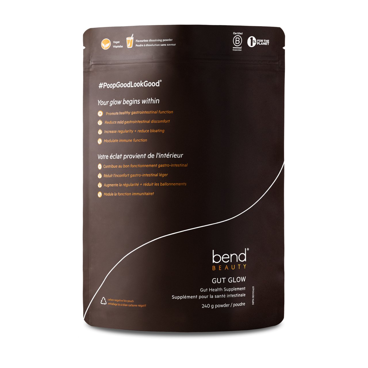 Bend Beauty Gut Glow 240 Grams Powder - Nutrition Plus