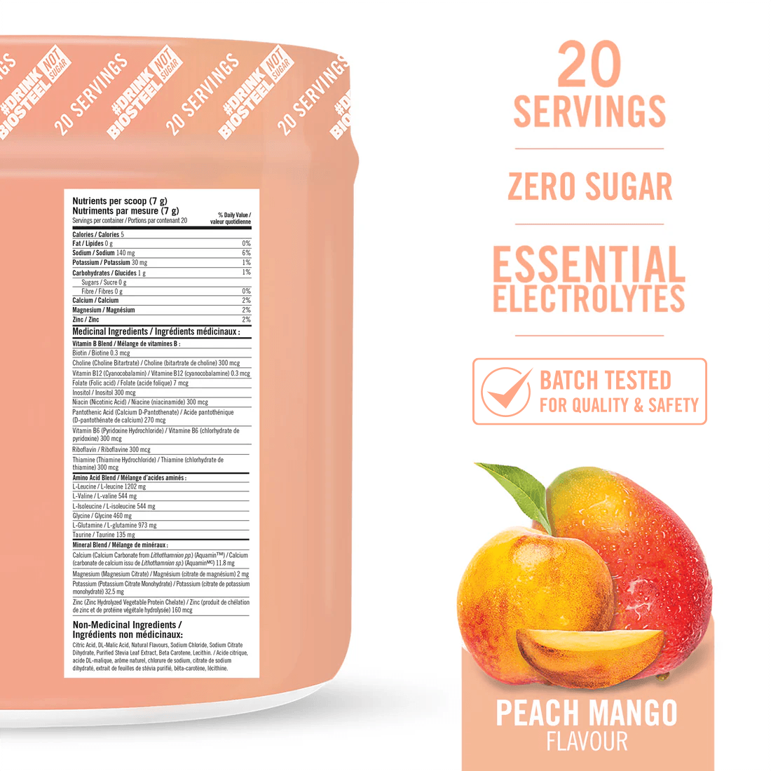 Biosteel Peach Mango Sports Drink, 500mL - Nutrition Plus