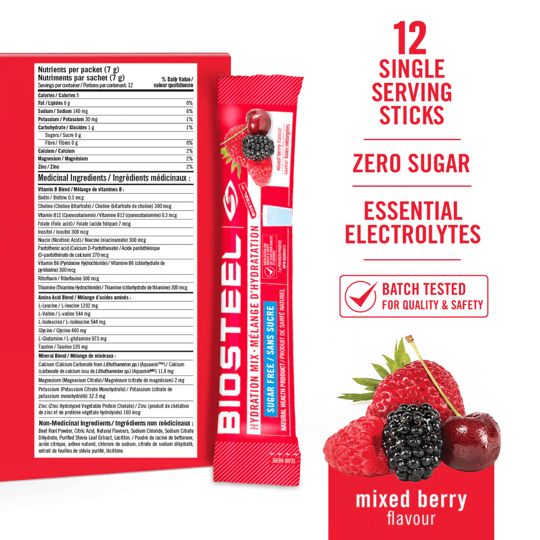 Biosteel Sport Hydration Mix 7 Packets, Mixed Berry - Nutrition Plus