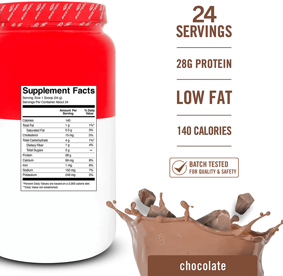 Biosteel Whey Protein Isolate, Chocolate - 24 Servings, 816 Grams - Nutrition Plus