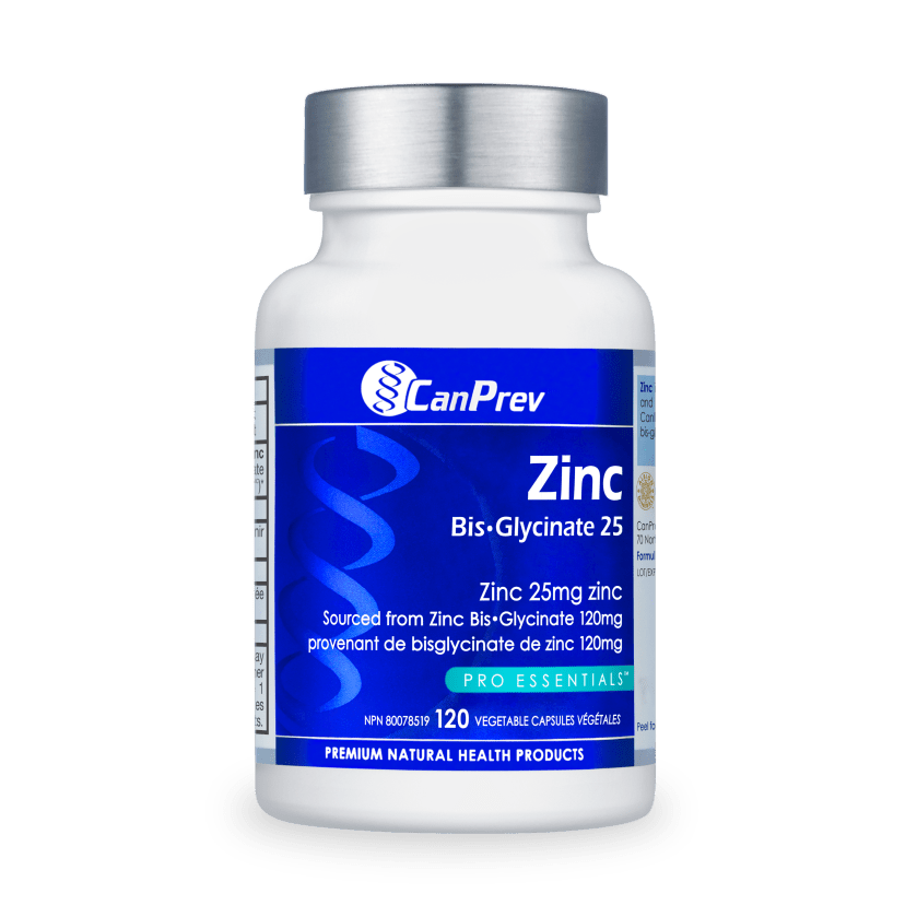 CanPrev Zinc Bis-Glycinate 25mg 120 Veg Capsules - Nutrition Plus