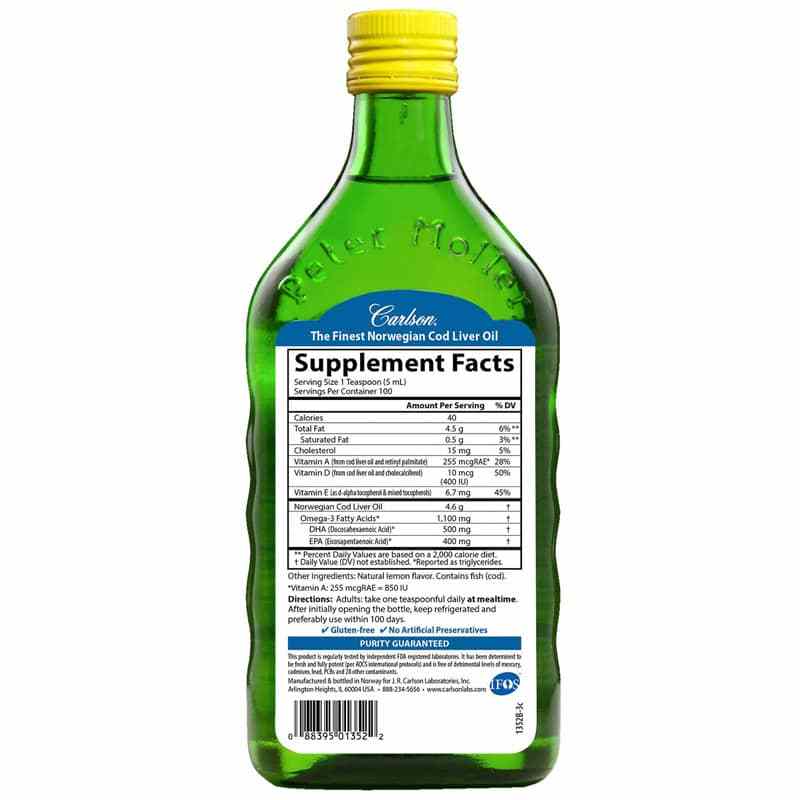 Carlson Norwegian Cod Liver Oil Liquid - Nutrition Plus