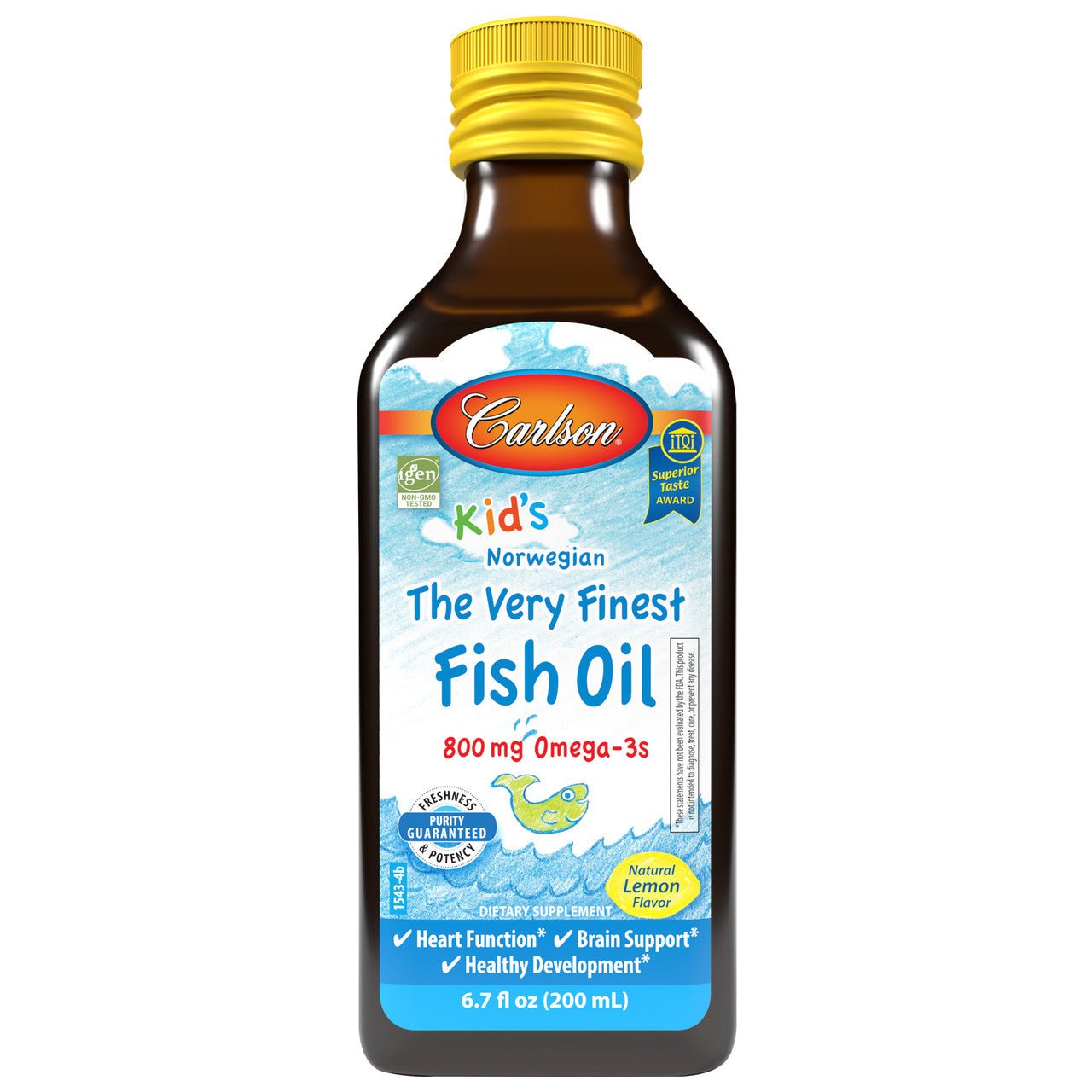 Carlson The Very Finest Kids Fish Oil 200mL, Lemon - Nutrition Plus