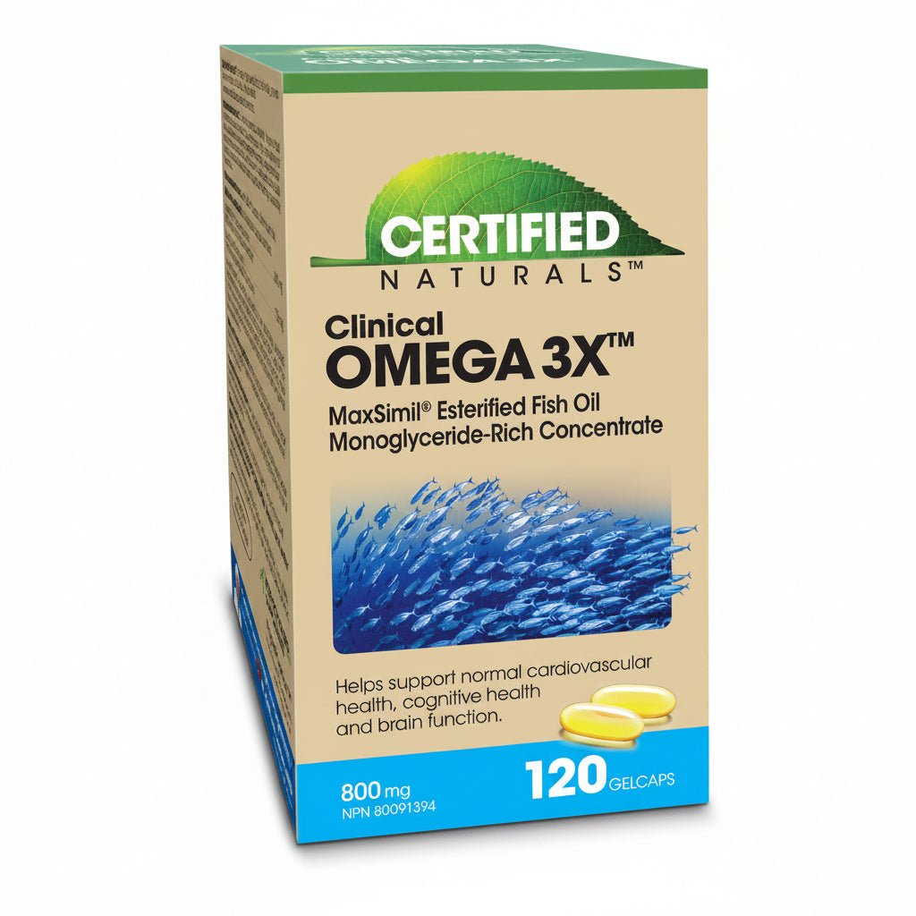 Certified Naturals™ Clinical Omega3X Fish Oil 120 Gelcaps with MaxSimil - Nutrition Plus