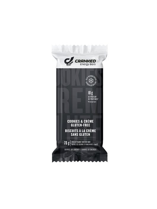 Cranked Energy Fresh Protein Bar Cookies & Cream Gluten - Free 70 Grams - Nutrition Plus