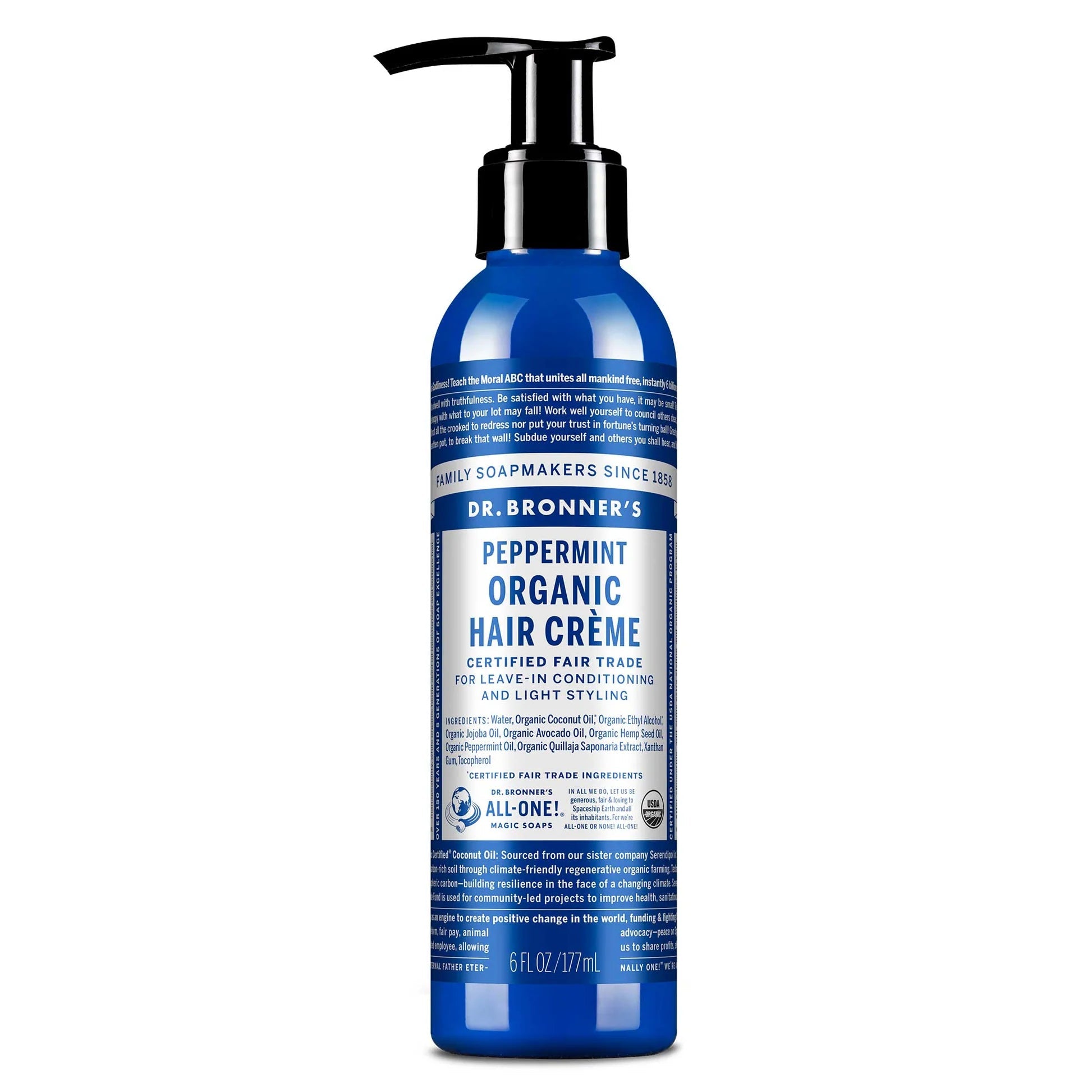 Dr. Bronners Peppermint Organic Hair Conditioner & Styling Cream 177mL - Nutrition Plus