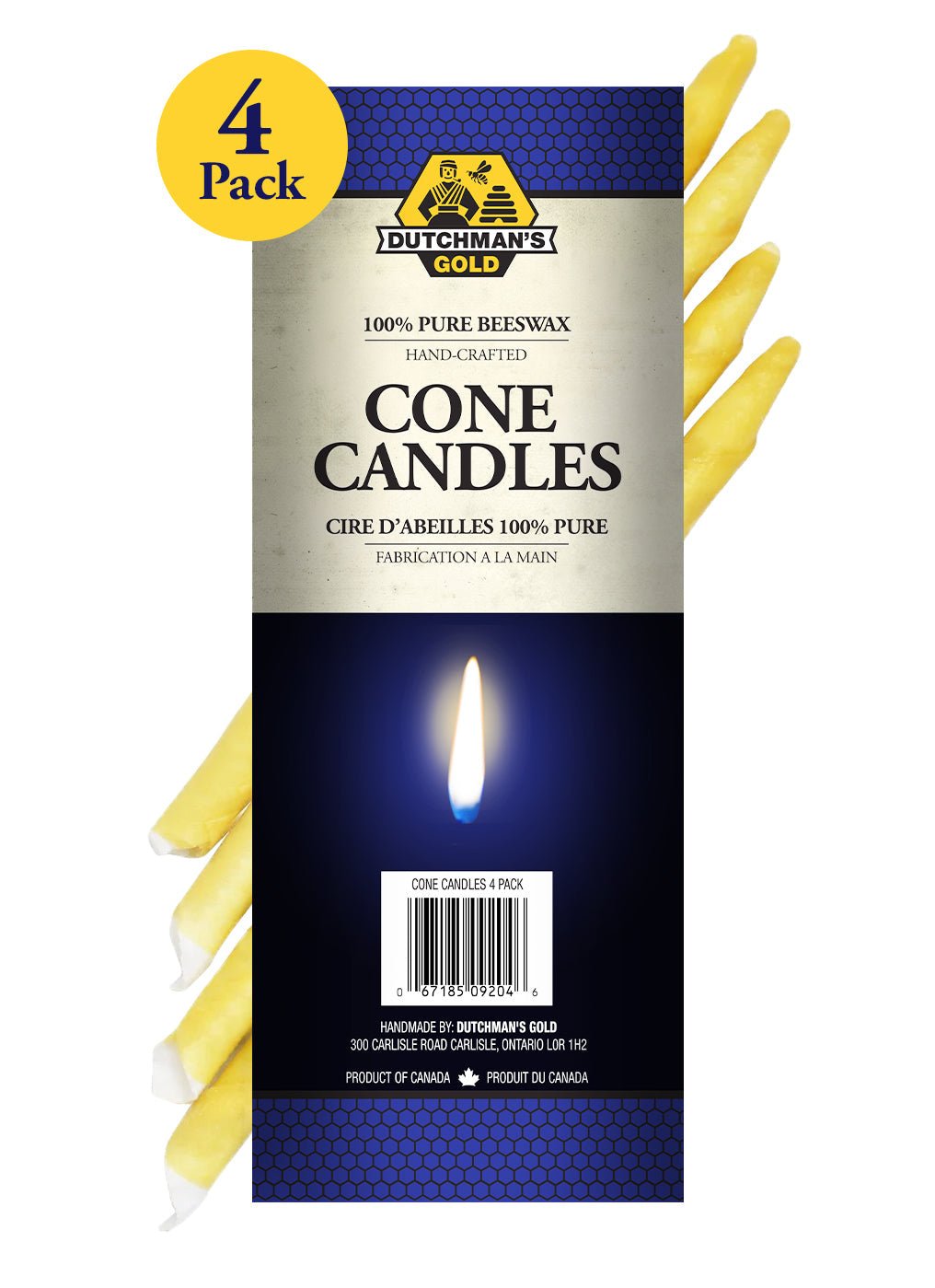 Dutchman's Gold Beeswax Cone Candles - 4 Pack - Nutrition Plus