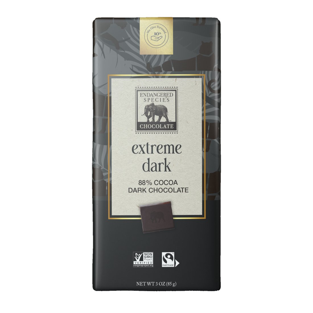 Endangered Species extreme dark + 88% dark chocolate 85 Grams - Nutrition Plus