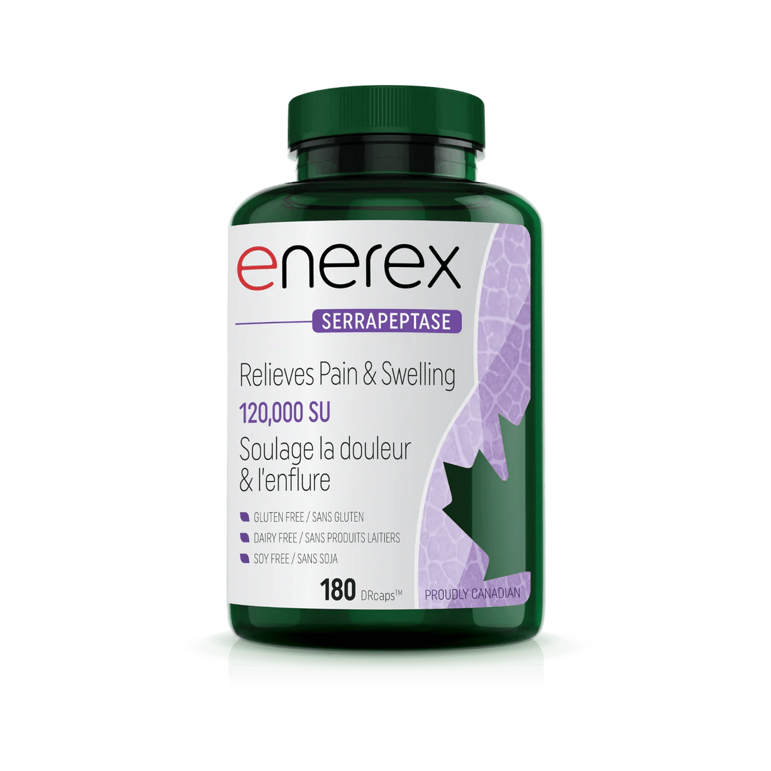 Enerex Serrapeptase 120,000 Delayed Release 180 Capsules Bonus Bottle - Nutrition Plus