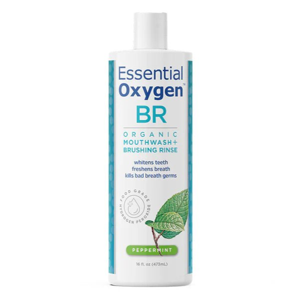 Essential Oxygen BR Organic Mouthwash + Brushing Rinse 475mL - Peppermint - Nutrition Plus