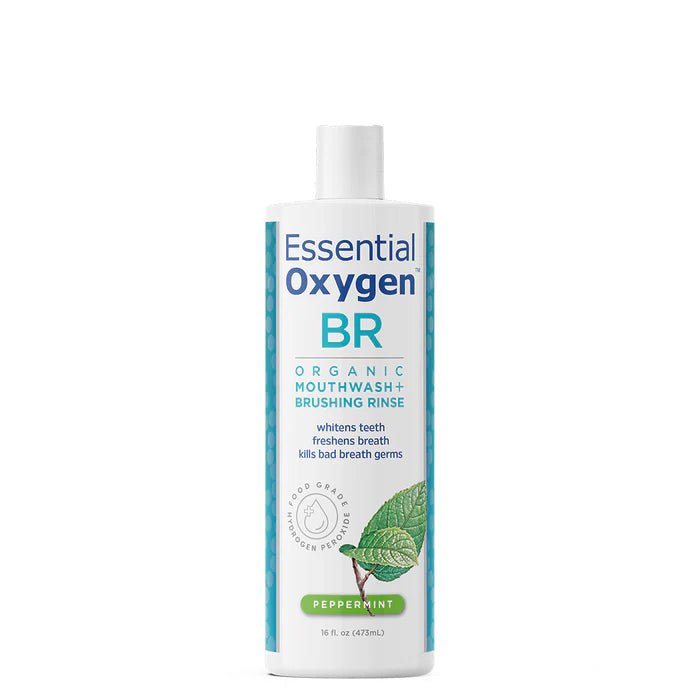 Essential Oxygen BR Organic Mouthwash + Brushing Rinse 475mL - Peppermint - Nutrition Plus