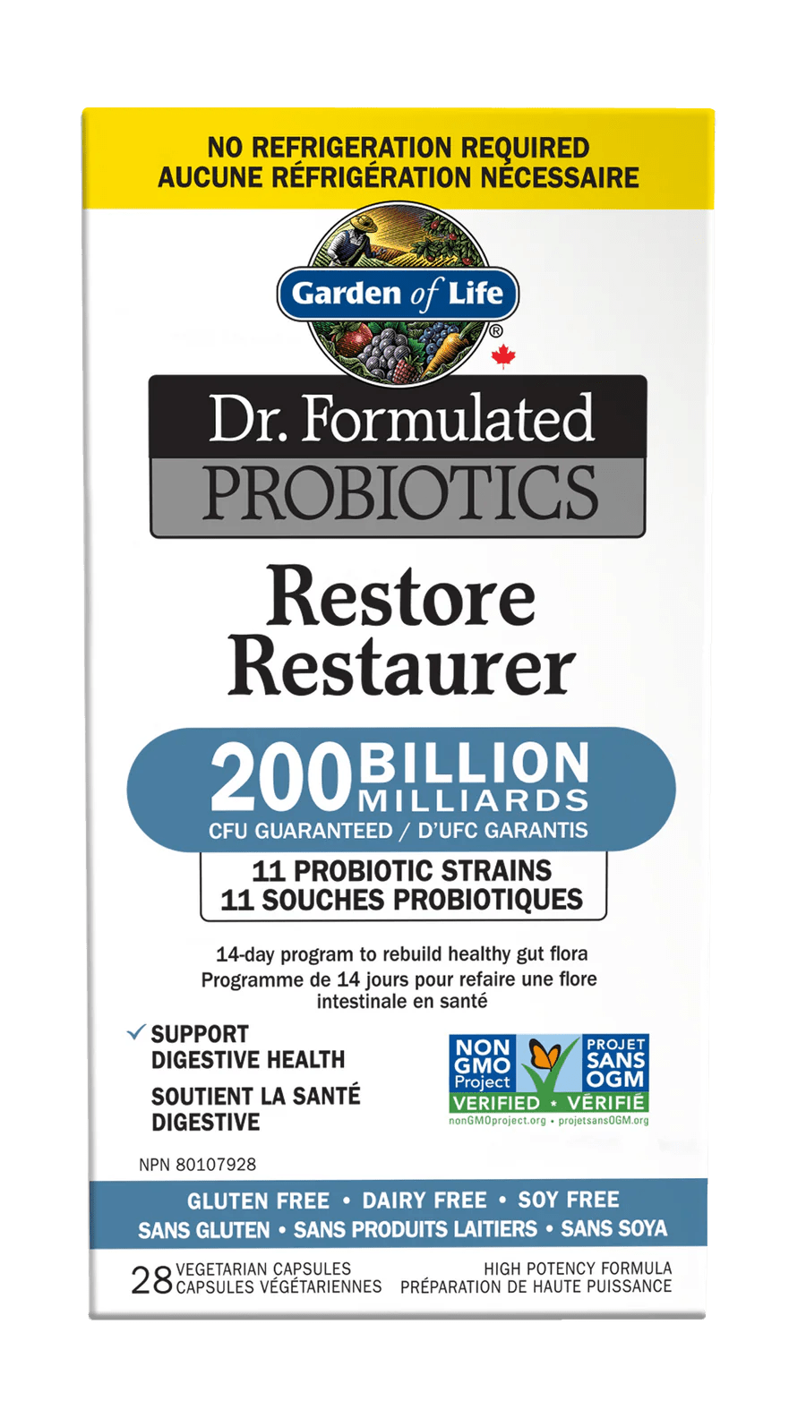 Garden of Life Probiotics Restore 200 Billion 28 Veg Capsules - Nutrition Plus