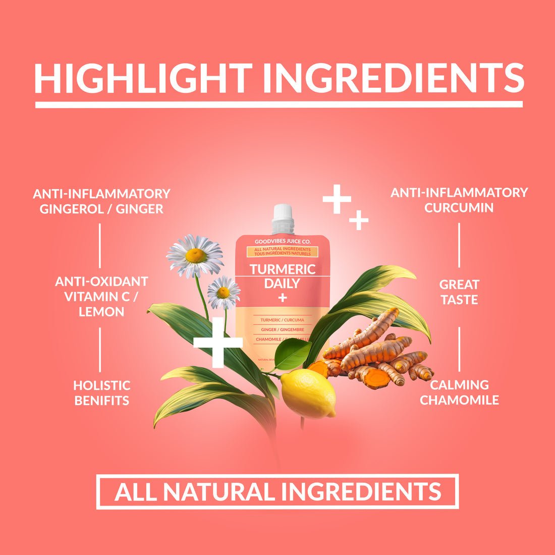 GoodVibes Juice Co. Turmeric Daily + 50 mL - Nutrition Plus