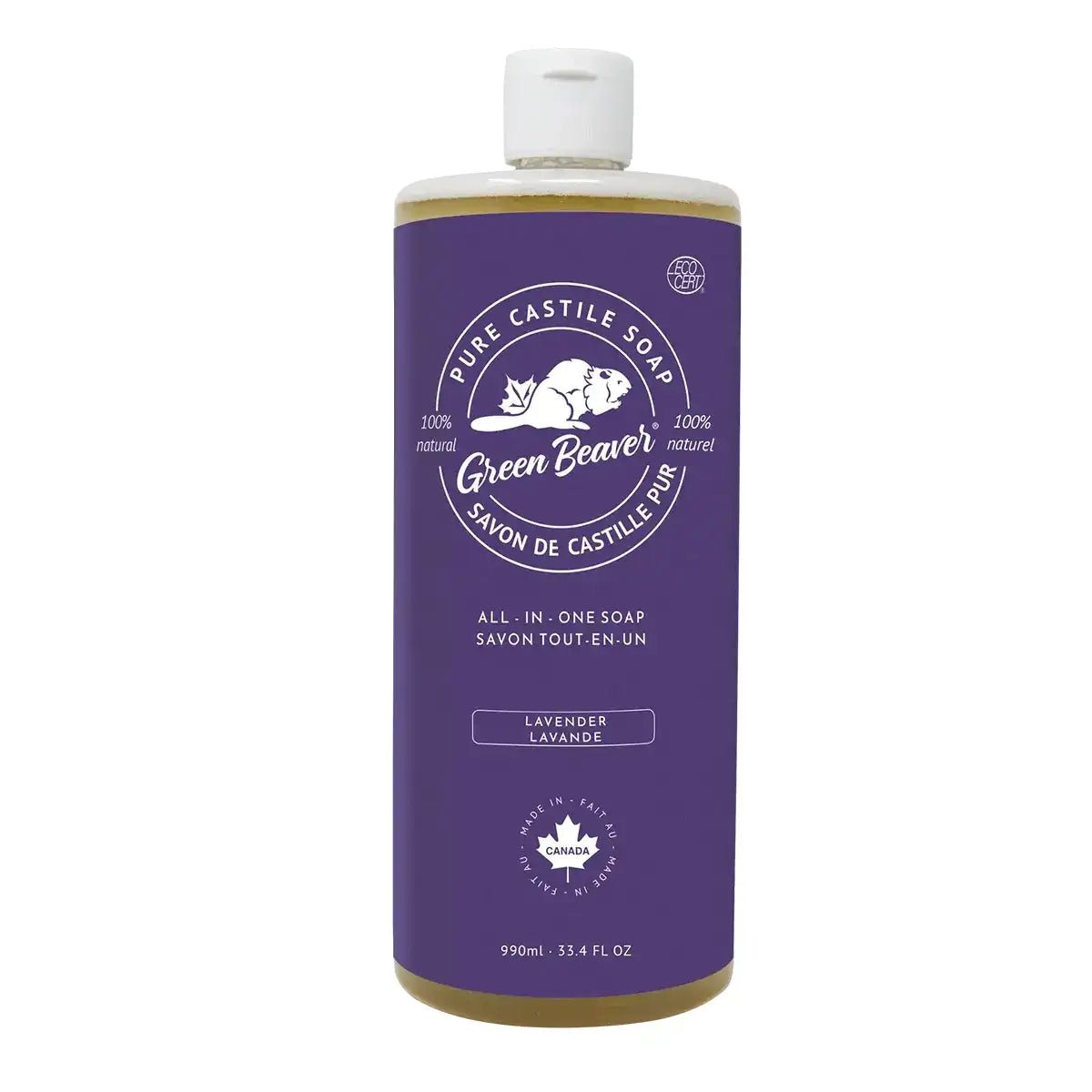 Green Beaver All-Purpose Pure Castille Soap, Lavender 990mL - Nutrition Plus