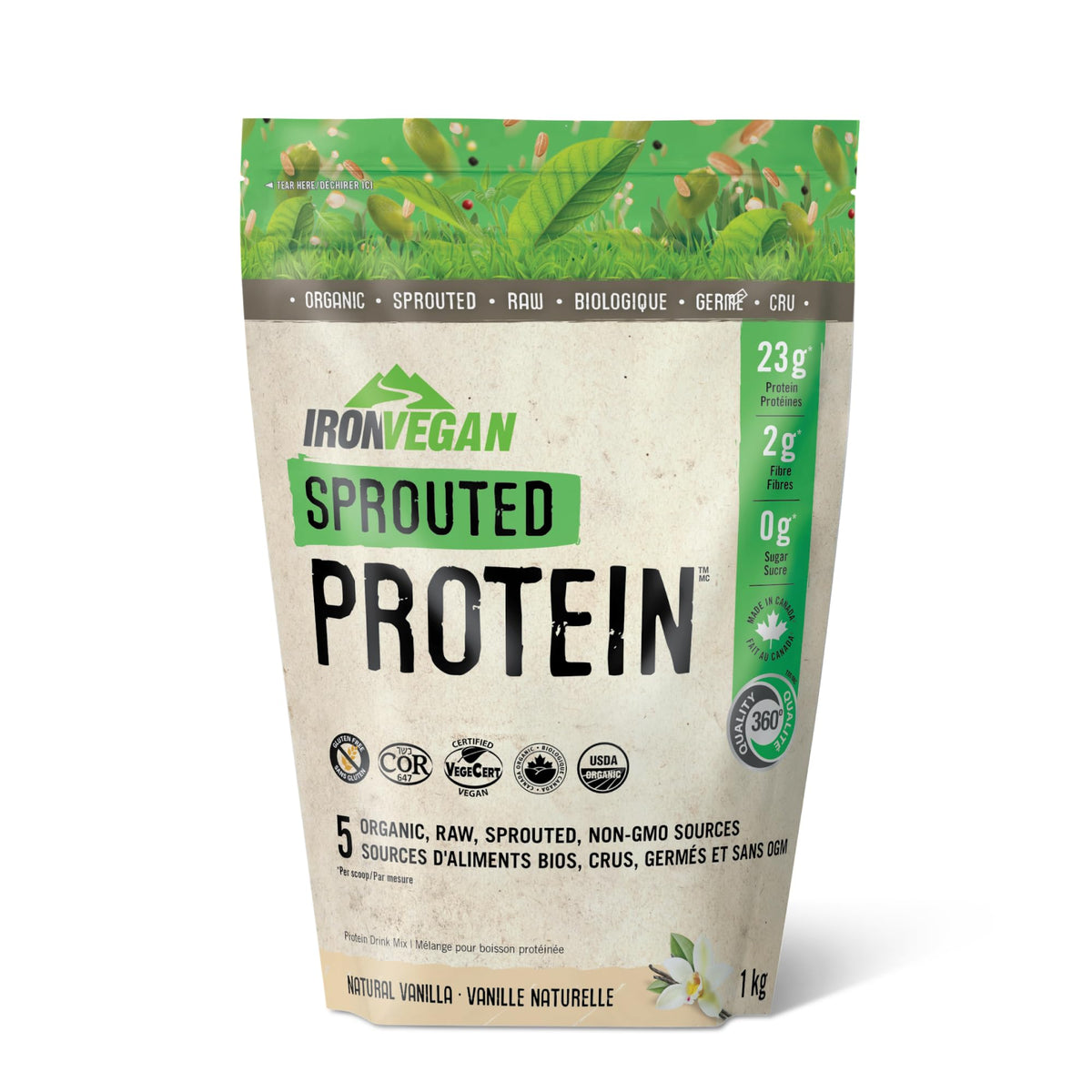 Iron Vegan Sprouted Protein - Natural Vanilla 1 kg - Nutrition Plus