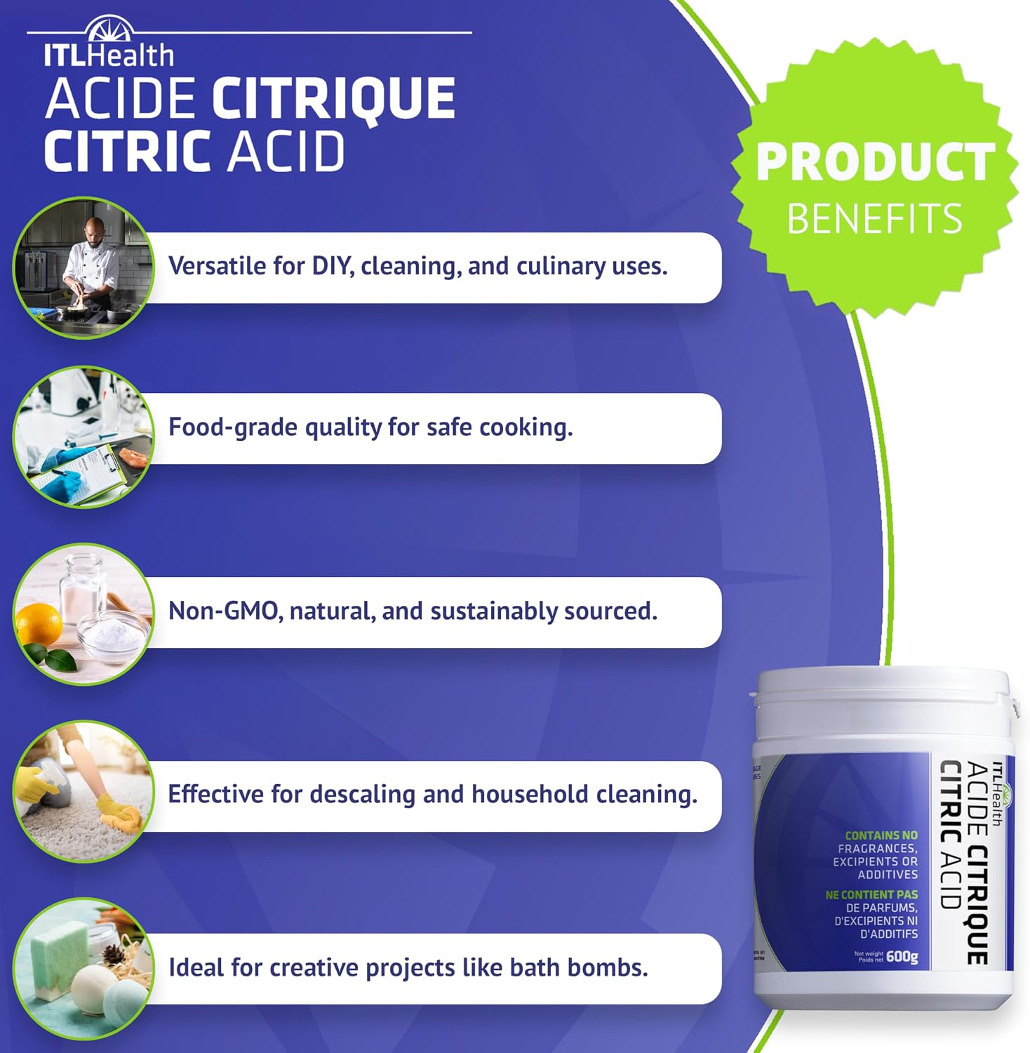 ITL Health Citric Acid 600 grams - Nutrition Plus