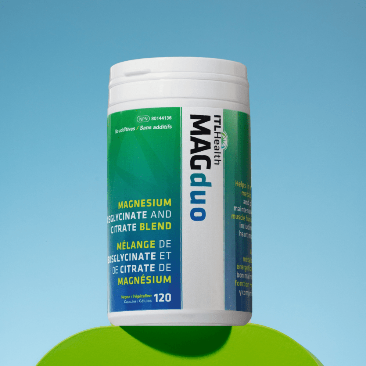 ITL Health MAGduo Pure Magnesium Bisglycinate & Citrate Blend 120 Veg Capsules - Nutrition Plus