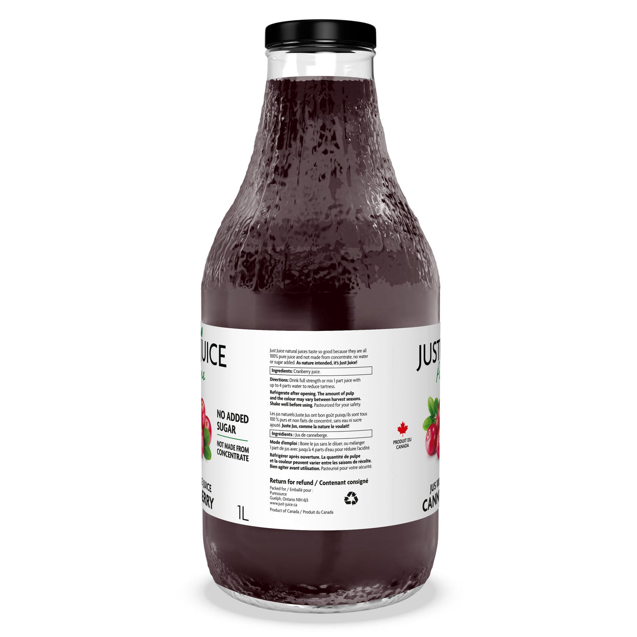 Just Juice 100% Pure Cranberry Juice 1 Litre - Nutrition Plus