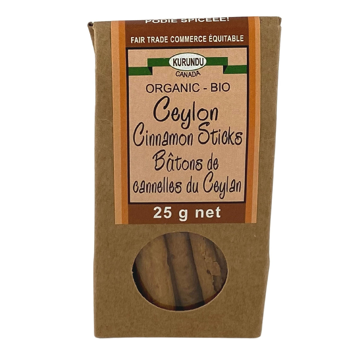 Kurundu Organic Ceylon Cinnamon Sticks 25 Grams - Nutrition Plus