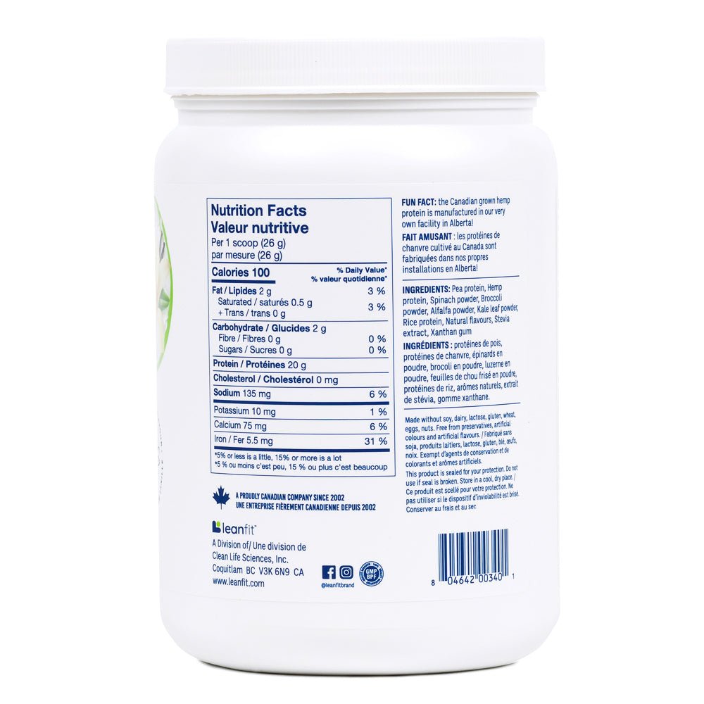 LeanFit Plant - Based Protein & Greens - Vanilla Bean 517 Grams - Nutrition Plus
