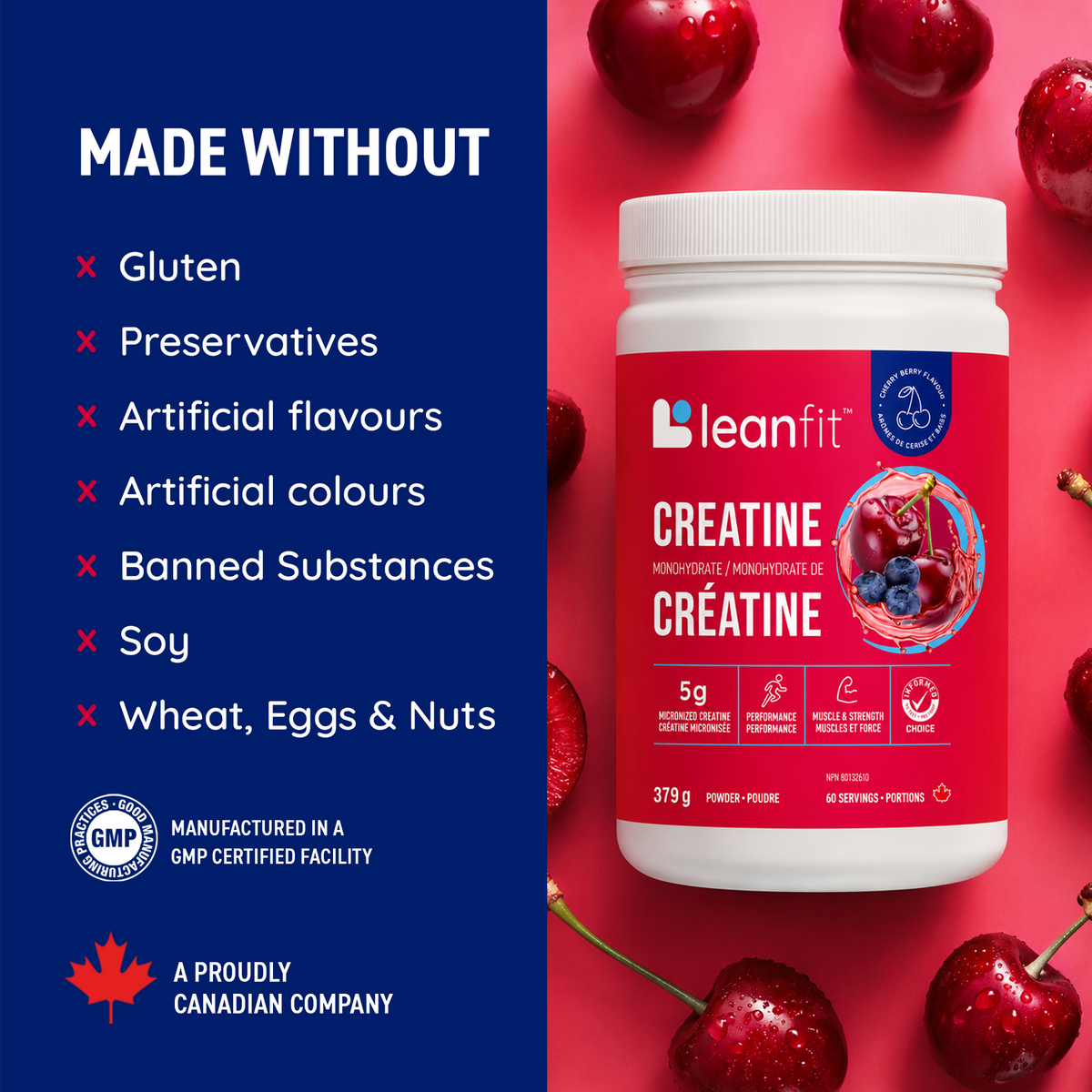 LeanFit Creatine Cherry Berry Flavour 379 Grams