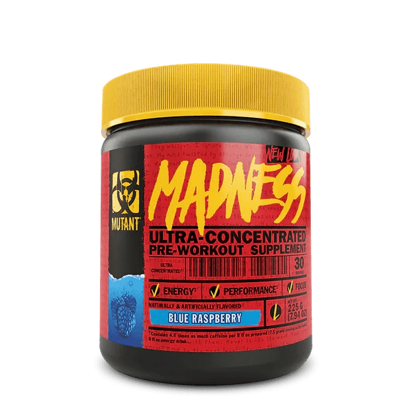 Mutant Madness Pre - Workout 225 Grams, Blue Raspberry - Nutrition Plus