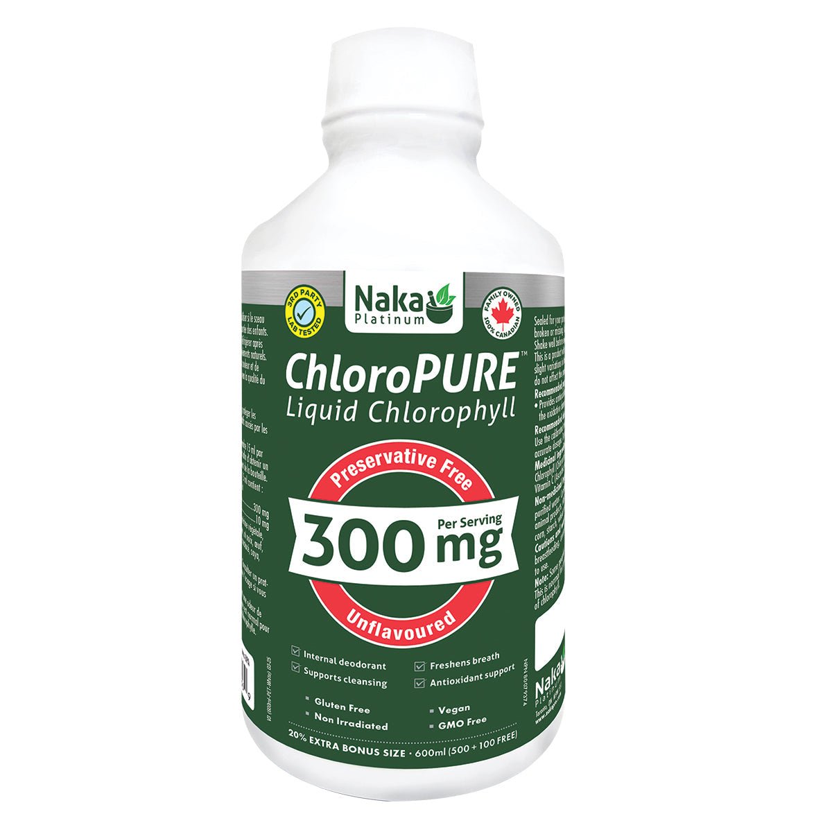 Naka ChloroPURE Liquid Chlorophyll 300mg 600mL - Nutrition Plus