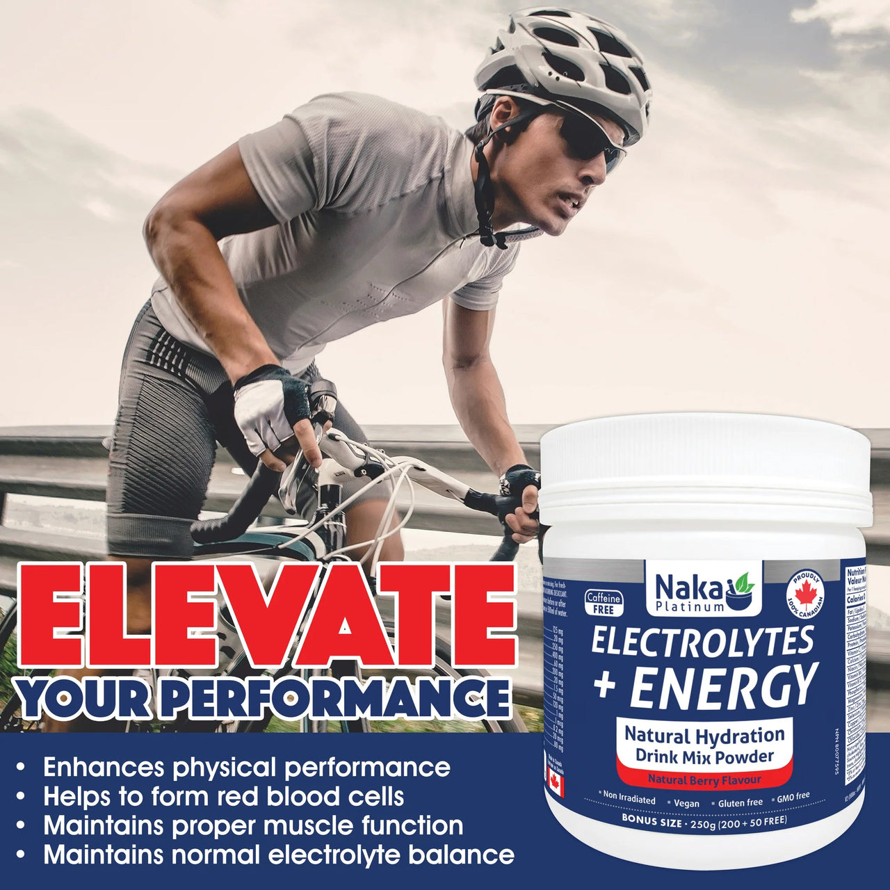 Naka Electrolytes + Energy Natural Sport Drink Mix - 250g Powder - Nutrition Plus