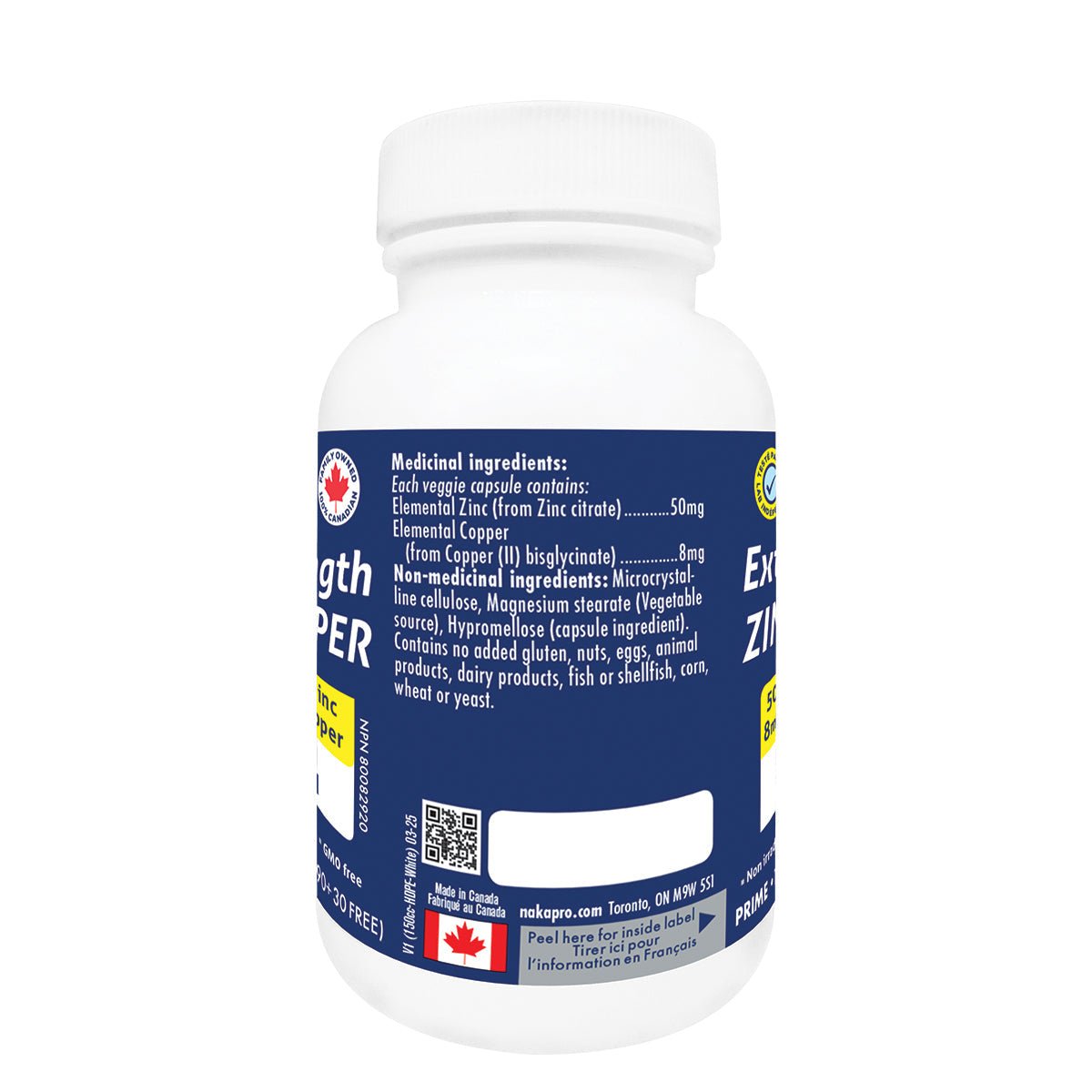 Naka Extra Strength Zinc + Copper 120 Veg Capsules - Nutrition Plus