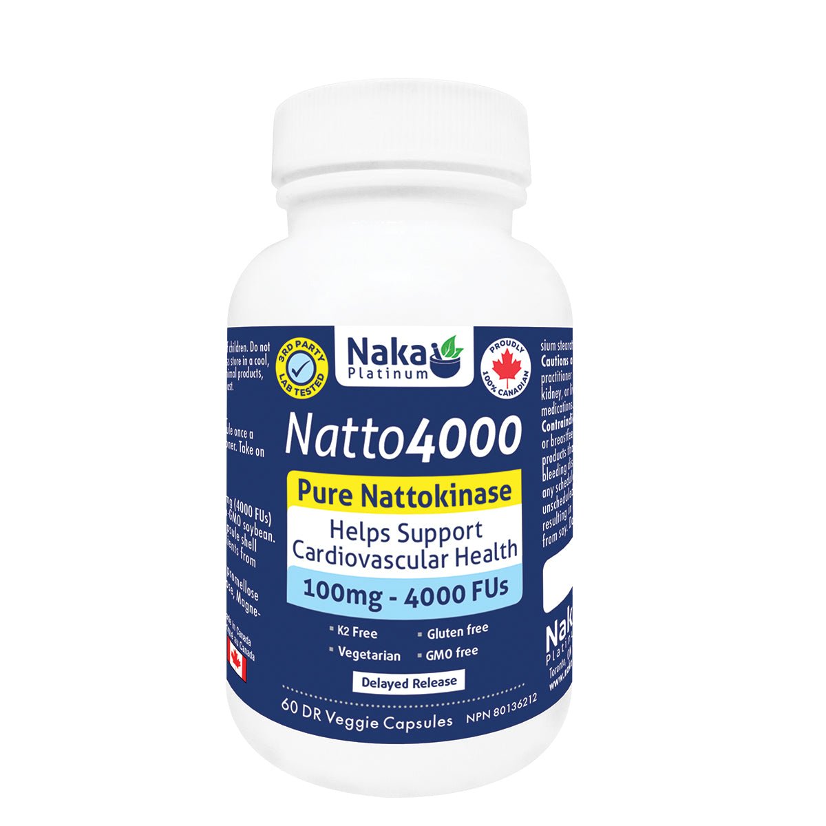 Naka Nattokinase 4,000FUs 60 DR Veg Capsules - Nutrition Plus