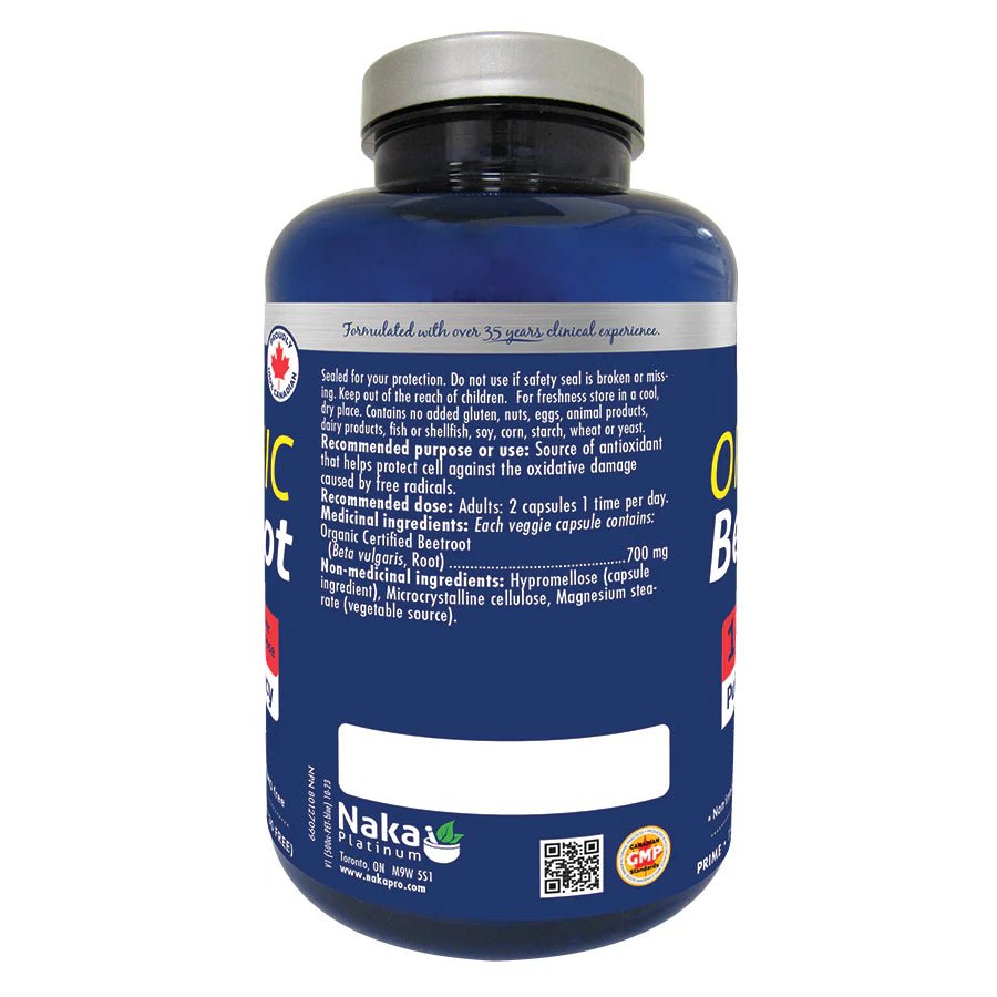 Naka Organic Beetroot 1400mg 150 Veg Capsules - Nutrition Plus