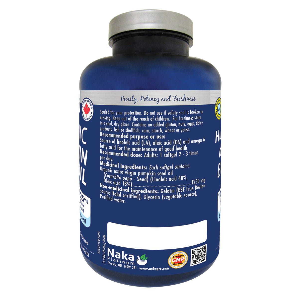 Naka Organic Pumpkin Seed Oil 80 Softgels - Nutrition Plus