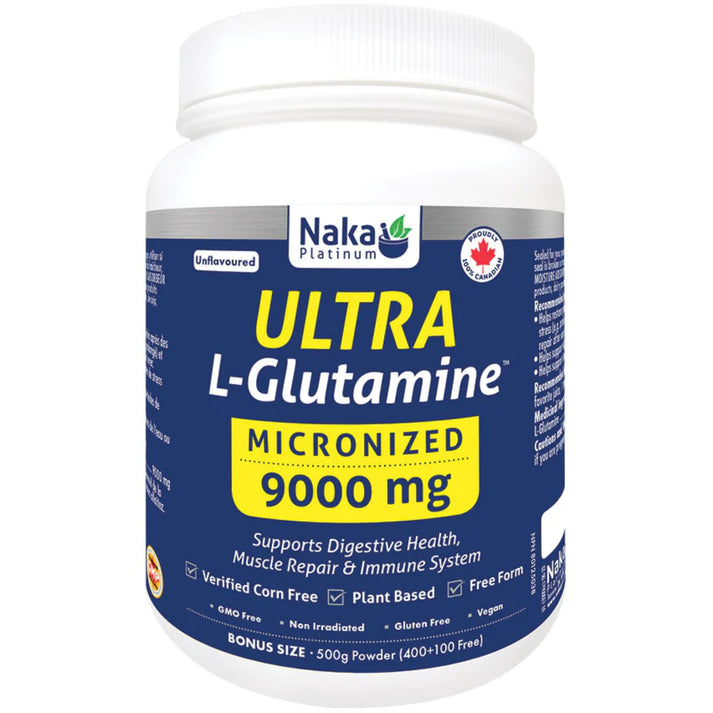 Naka Platinum Ultra L-Glutamine, Micronized 9000mg 500 Grams