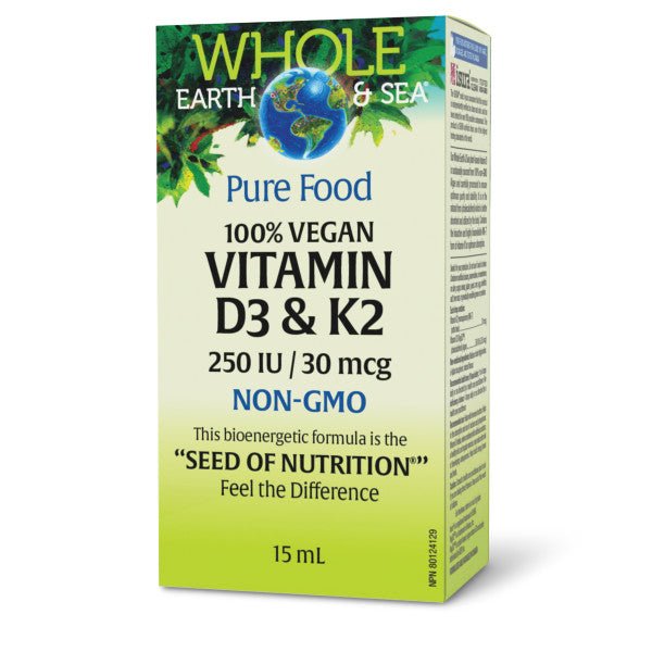 Natural Factors 100% Vegan Vitamin D3 & K2 15mL - Nutrition Plus