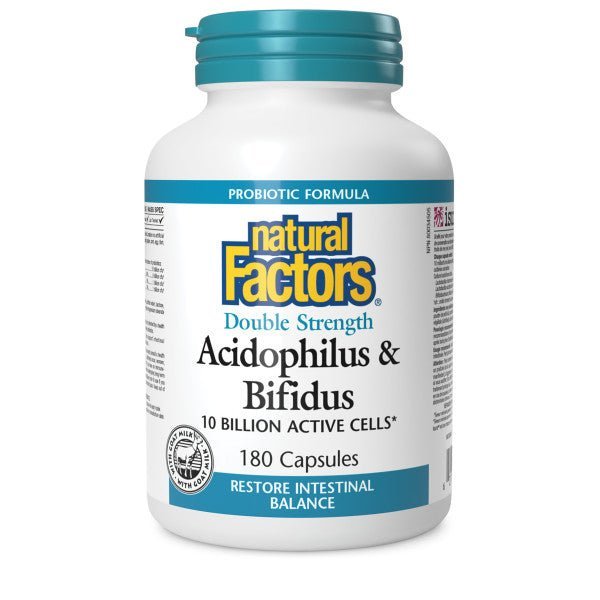 Natural Factors Acidophilus & Bifidus Double Strength 180 Capsules - Nutrition Plus