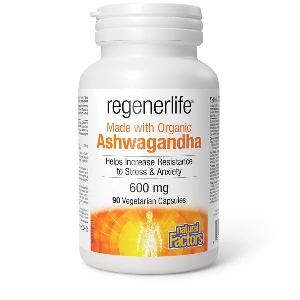 Natural Factors Ashwagandha 90 Veg Capsules, RegenerLife - Nutrition Plus