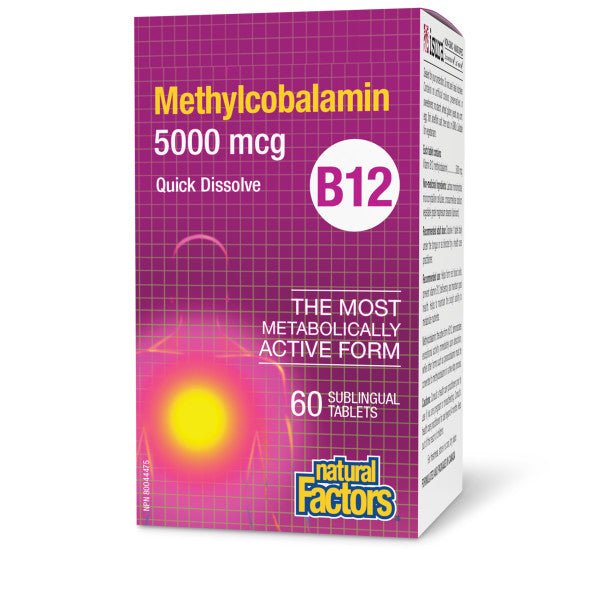 Natural Factors B12 Methylcobalamin 5000 mcg 60 Sublingual Tablets - Nutrition Plus