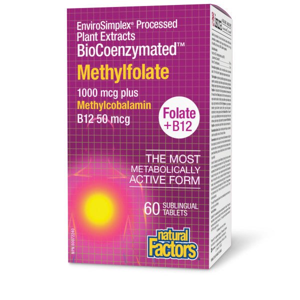 Natural Factors BioCoenzymated Methylfolate • Folate + B12 60 Sublingual Tablets - Nutrition Plus