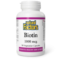 Thumbnail for Natural Factors Biotin 1000 mcg 90 Vegetarian Capsules - Nutrition Plus