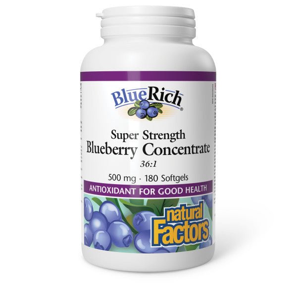 Natural Factors BlueRich Blueberry Concentrate 500 mg 180 Softgels - Nutrition Plus