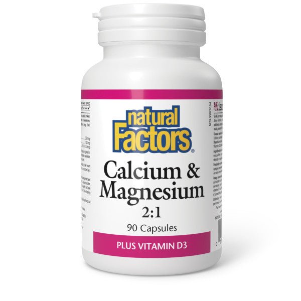 Natural Factors Calcium & Magnesium 2:1 Plus Vitamin D3 90 Capsules - Nutrition Plus
