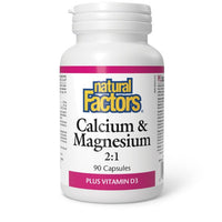 Thumbnail for Natural Factors Calcium & Magnesium 2:1 Plus Vitamin D3 90 Capsules - Nutrition Plus