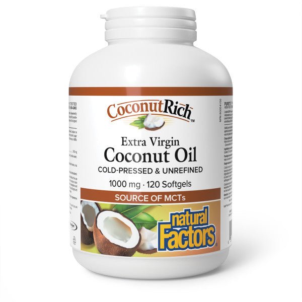 Natural Factors CoconutRich Extra Virgin Coconut Oil 120 Softgels - Nutrition Plus