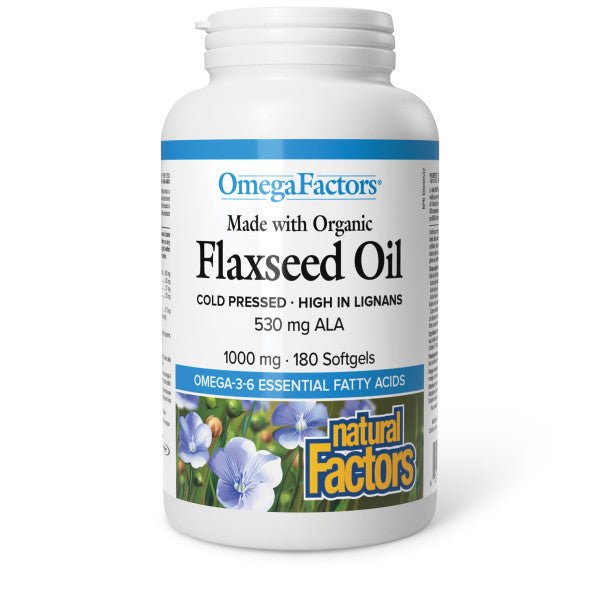 Natural Factors Flaxseed Oil Certified Organic 1000mg - Nutrition Plus