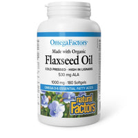 Thumbnail for Natural Factors Flaxseed Oil Certified Organic 1000mg - Nutrition Plus