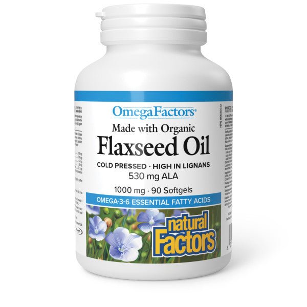 Natural Factors Flaxseed Oil Certified Organic 1000mg - Nutrition Plus